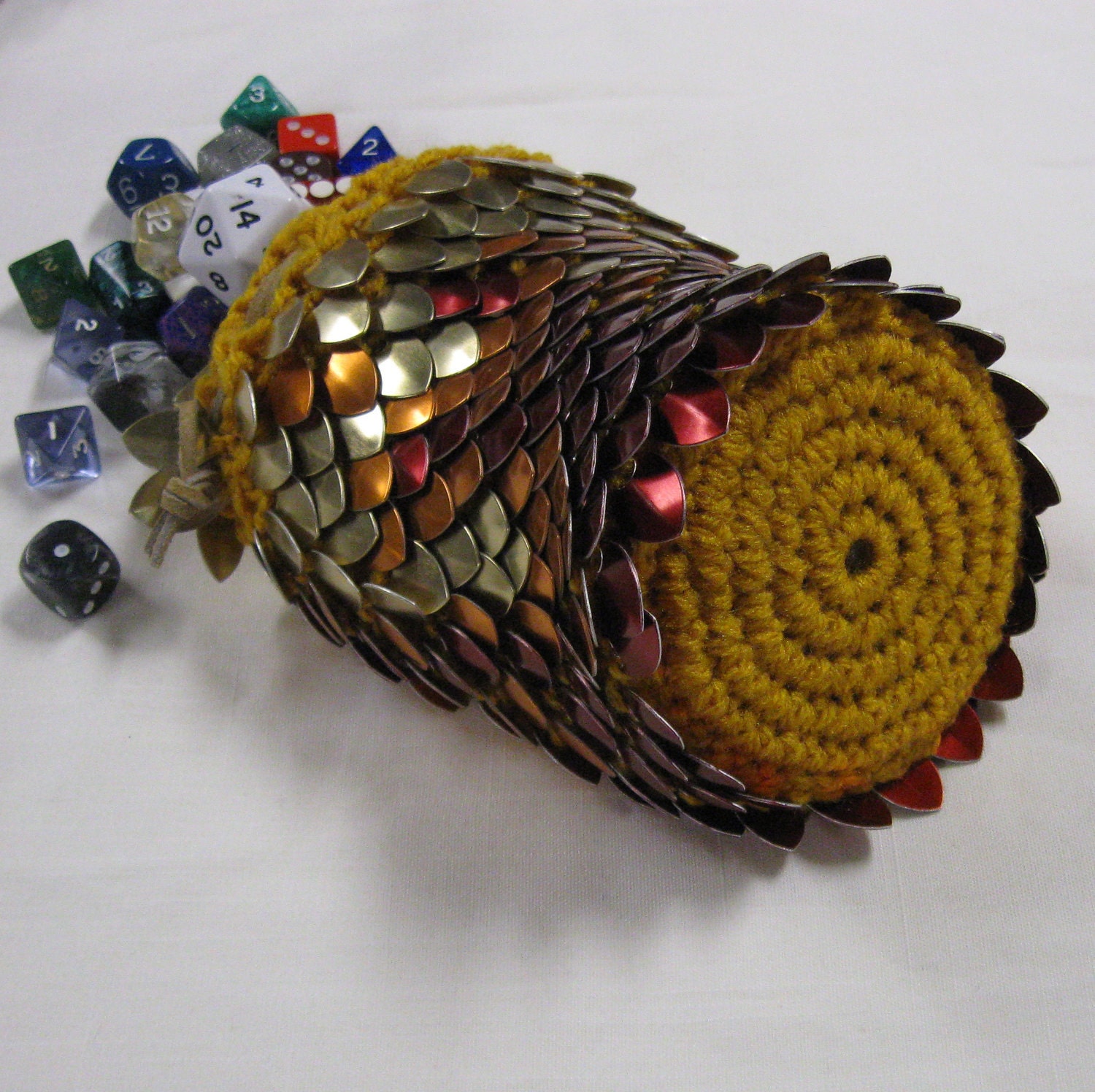 Scalemail Dice Bag of Holding Knitted Dragonhide Pheonix