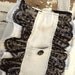 Canvas Shoulder Bag , Original French Noir Lace, Shabby Ruffled Market Bag
