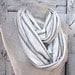 Modern Gray, Circular Scarf, Retro Striped Infinity Scarf