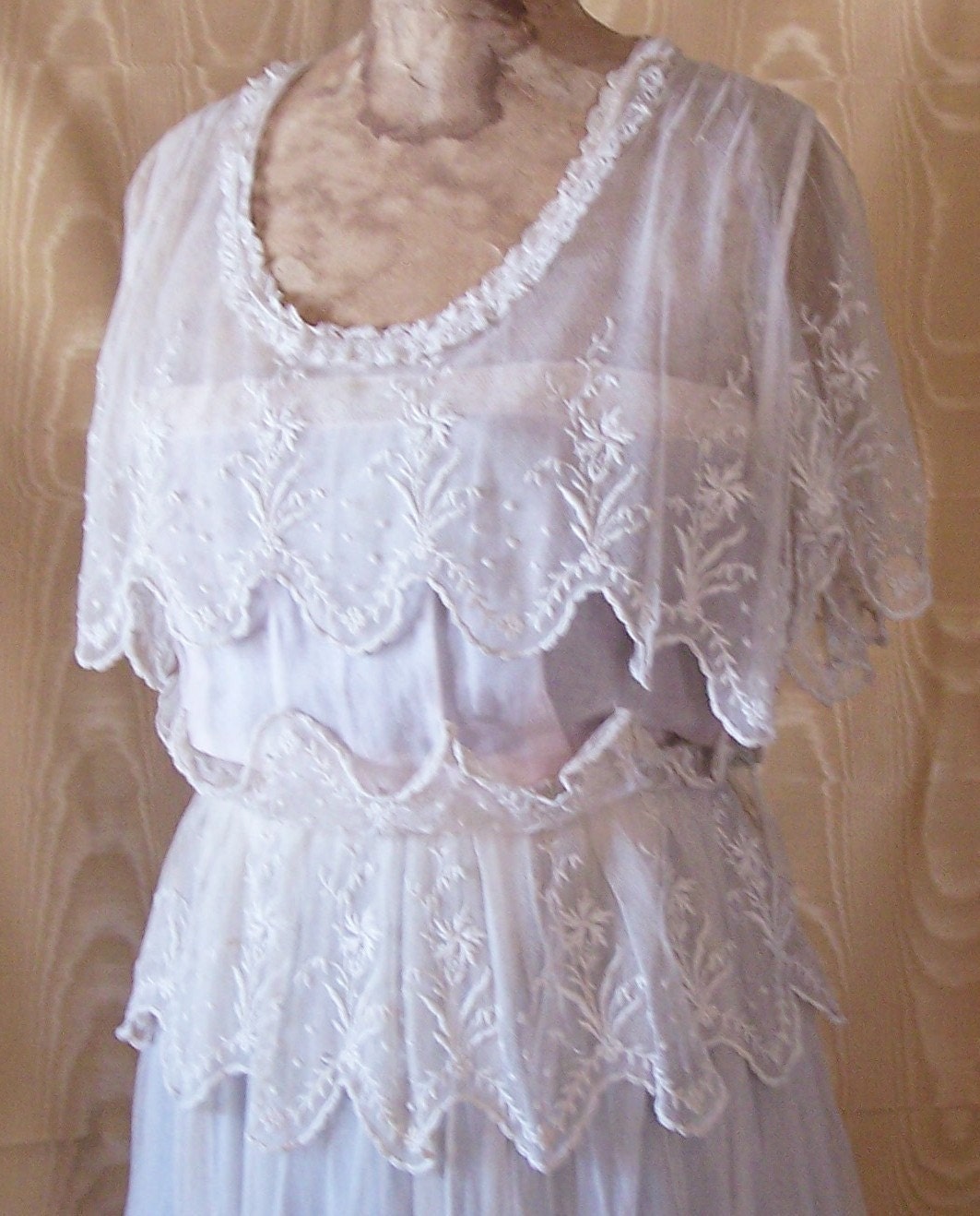 Edwardian Ice Pink Batiste and Embroidered Net Lace Dress