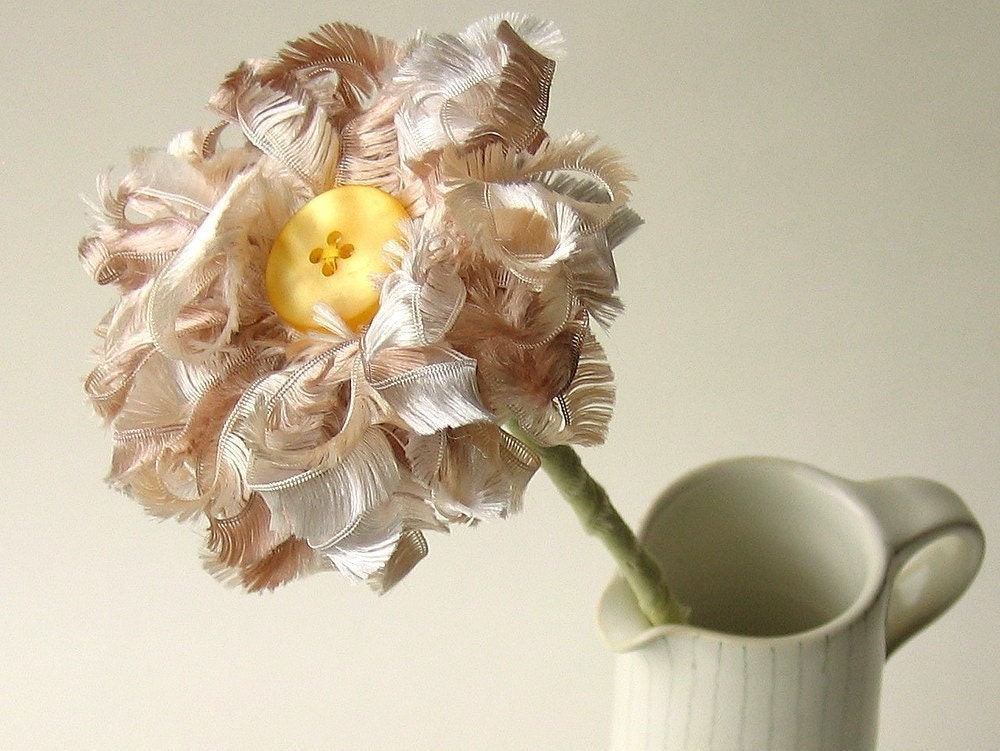 Champagne Fluffy Flower, Handmade Fabric Flower, table decor