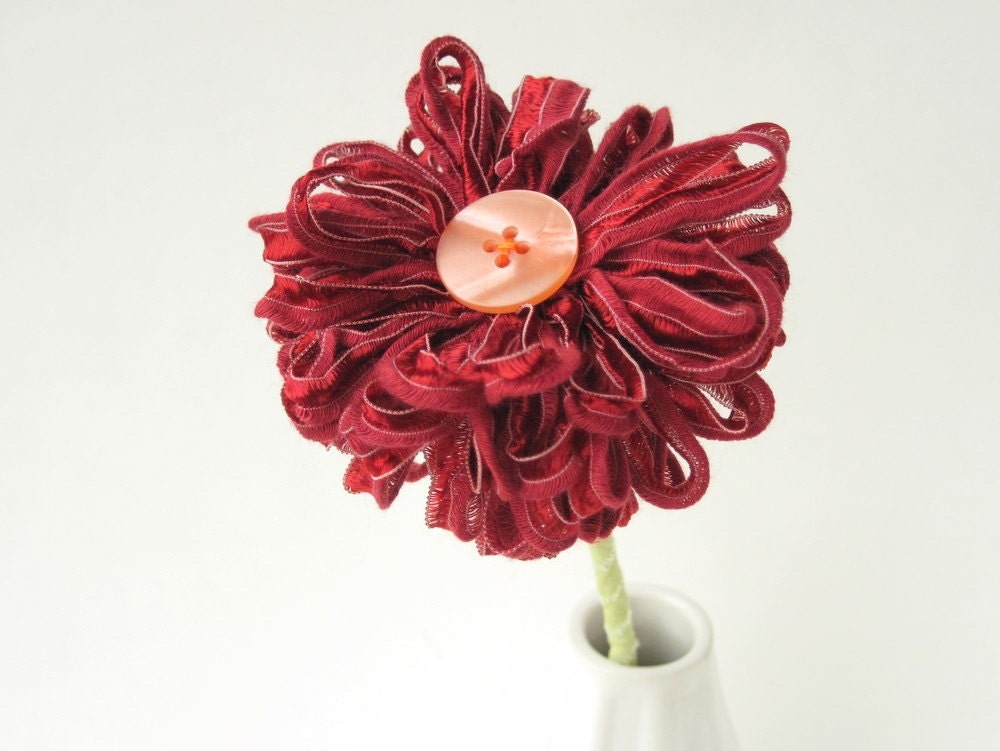 Dark Red Ribbon Flower, table decor, centerpiece