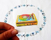 my record player is my rainbow (mini eco friendly card printed on banana paper from my colorful music series)