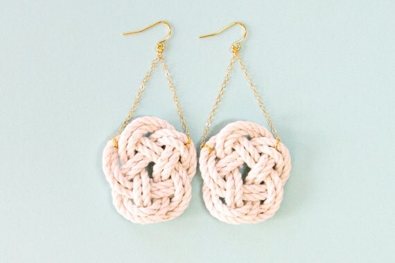 Sailor knot earrings - nautical jewelry - nautical earrings - gold earrings - nautical knot jewelry - nautical wedding