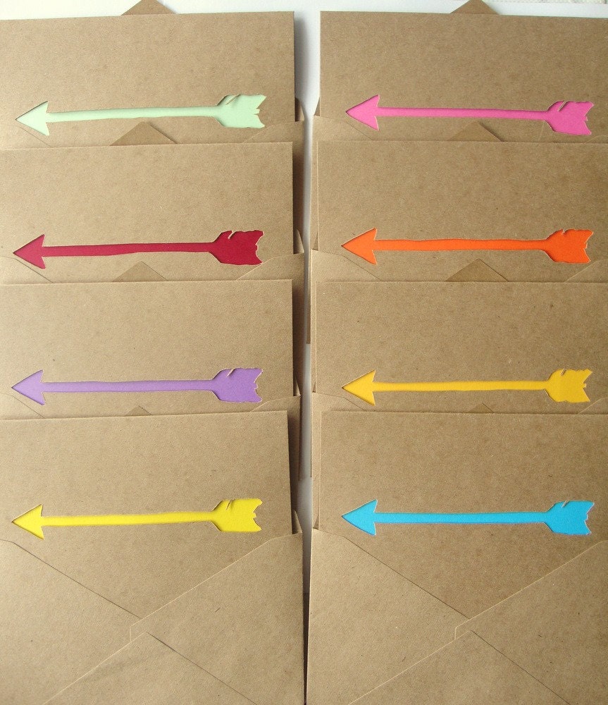 Arrow Note Card - Papercut in Mustard Yellow