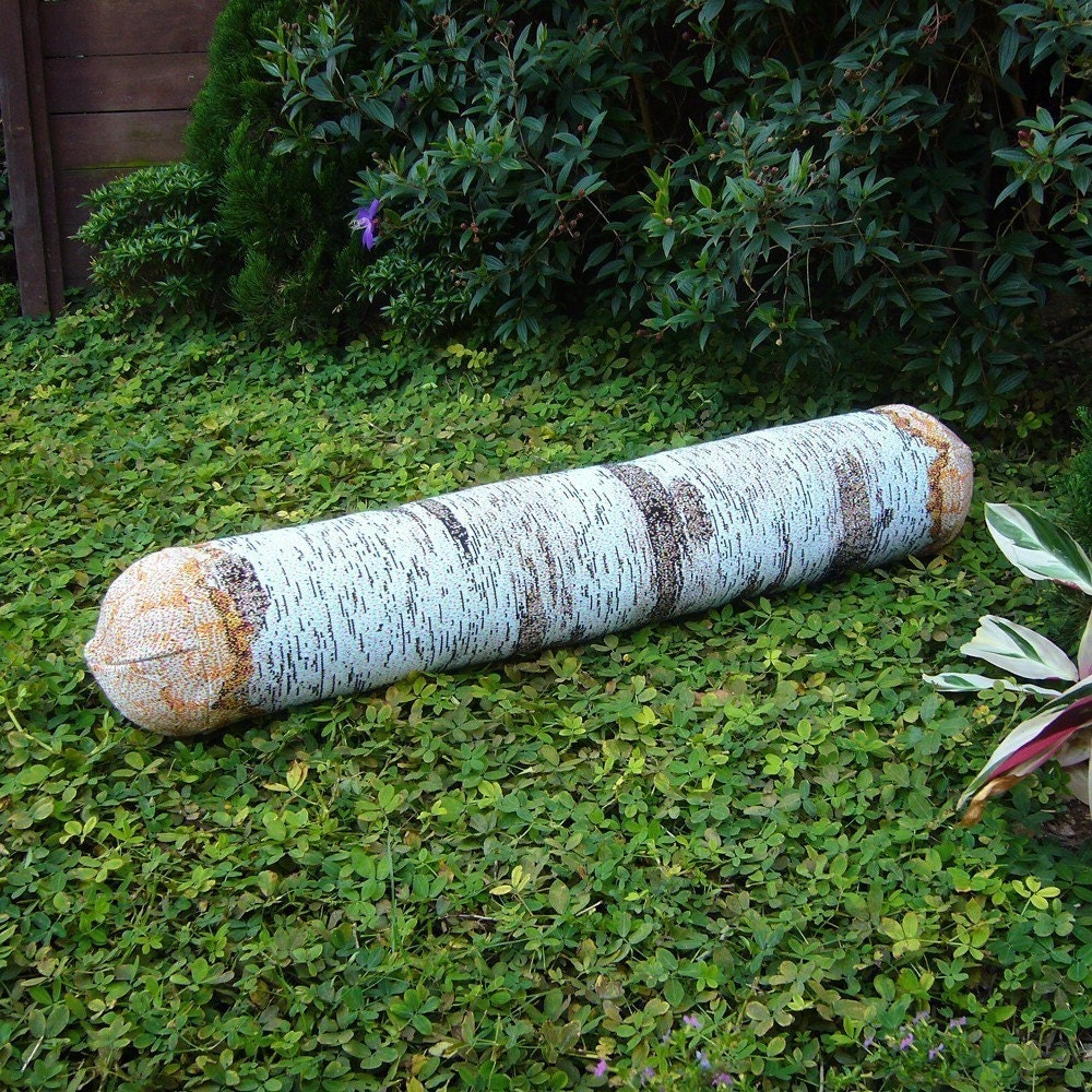 Long White Birch Tree Log Bolster Pillow