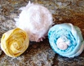 A Day at the Beach - 3 Fabric Flower Rings - Free Shipping