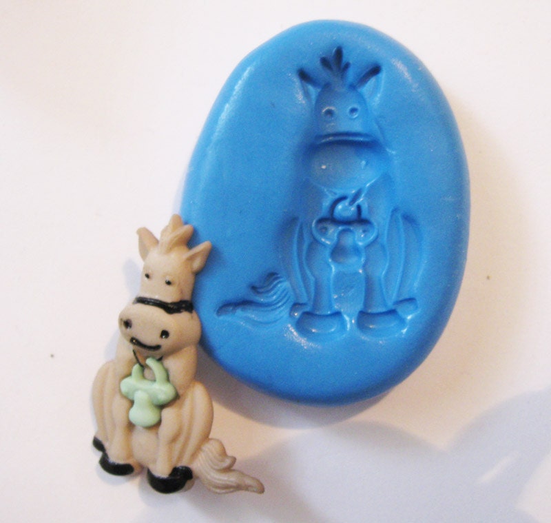 Baby horse Flexible Silicone Push Mold for Polymer clay, Resin,Wax,Miniature Food,Sweets,plaster