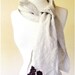 Natural linen long scarf neck warmer with lace applique