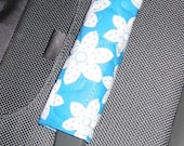 Blue Flower luggage handle wrap - blue background