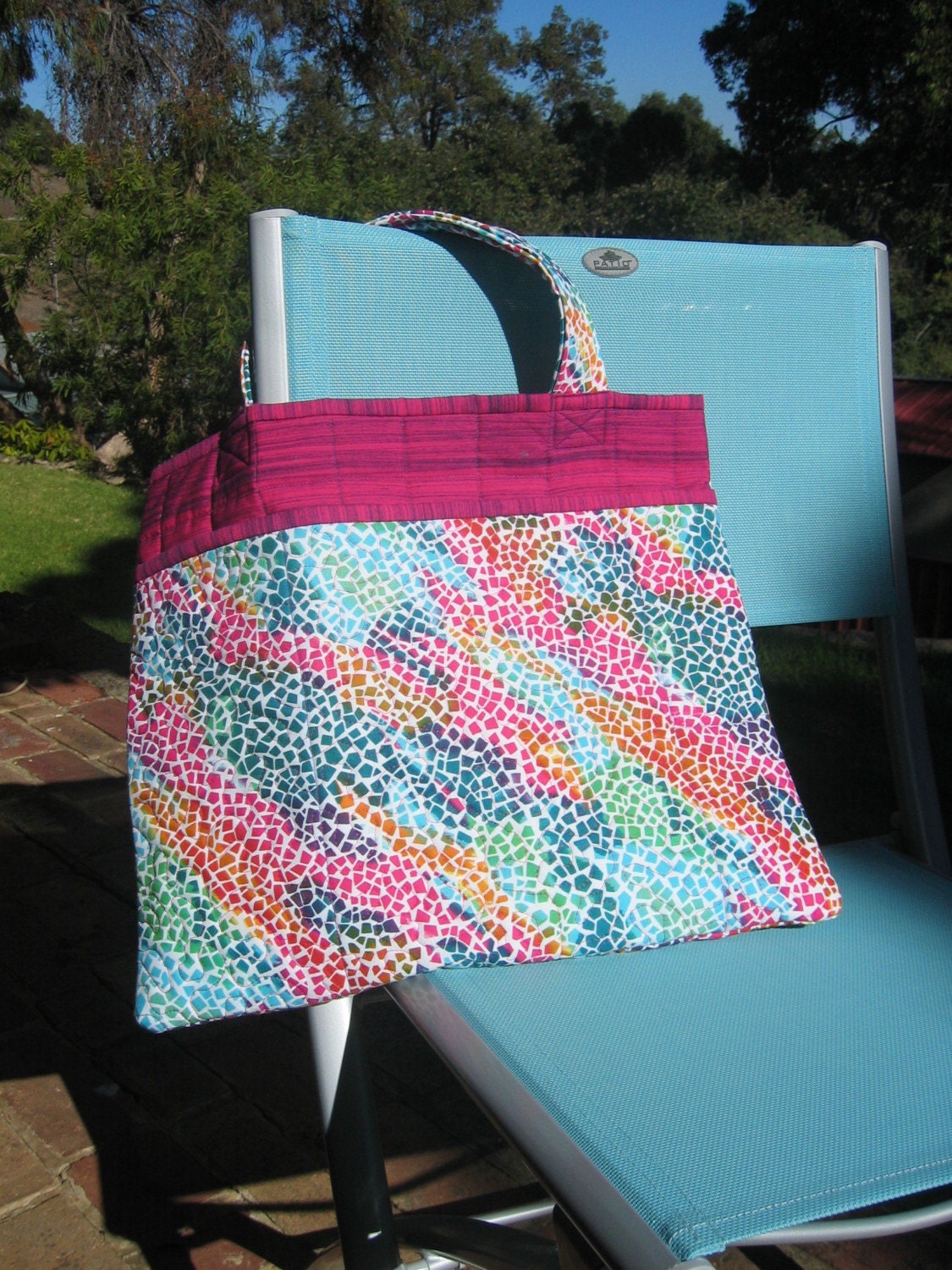 Colorful quilted laptop tote