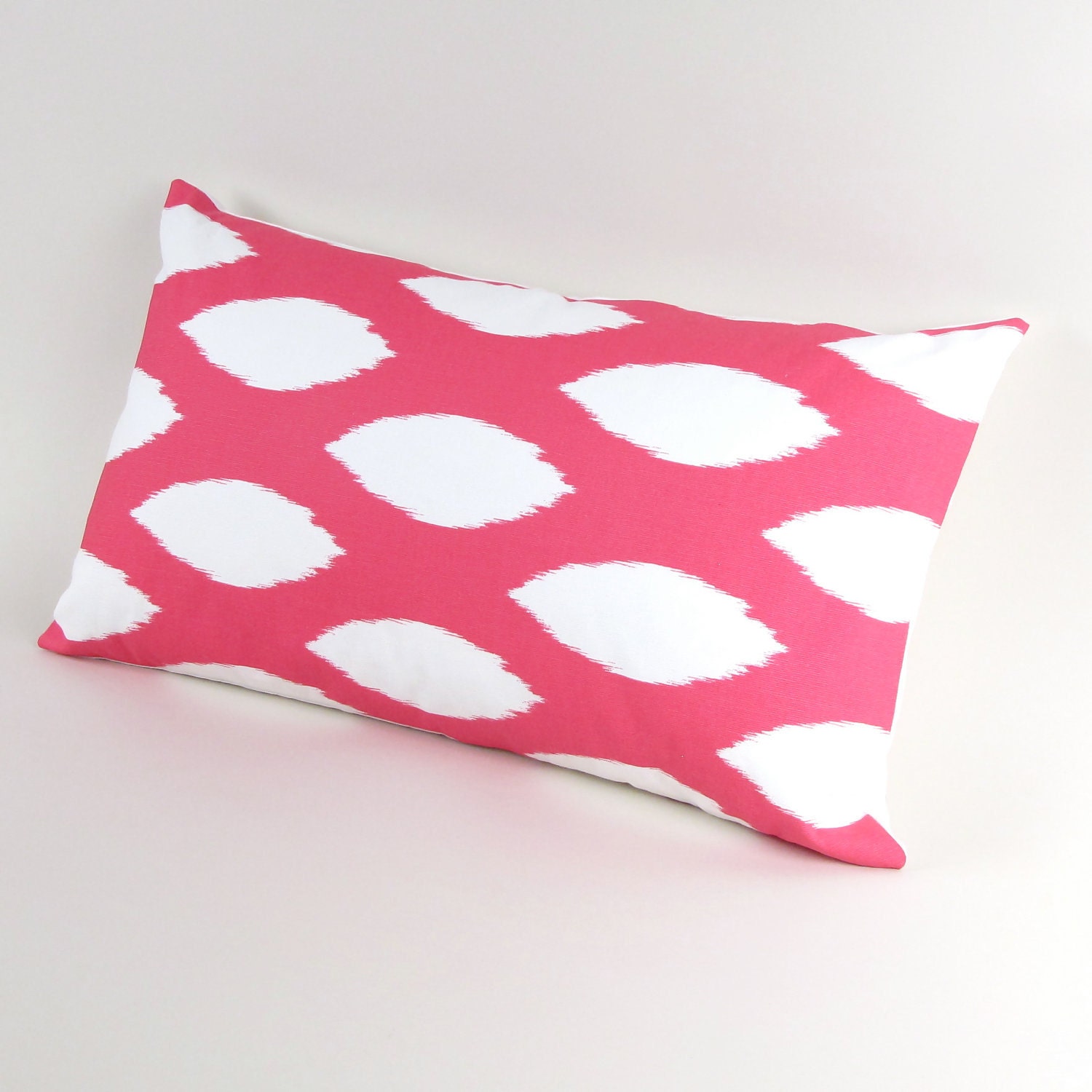White on Pink Ikat Pillow Cover 12 by 20 inch