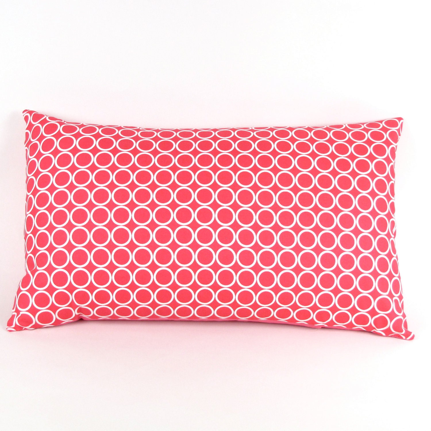 Pink and White Circles Pillow Cover 12" x 20"