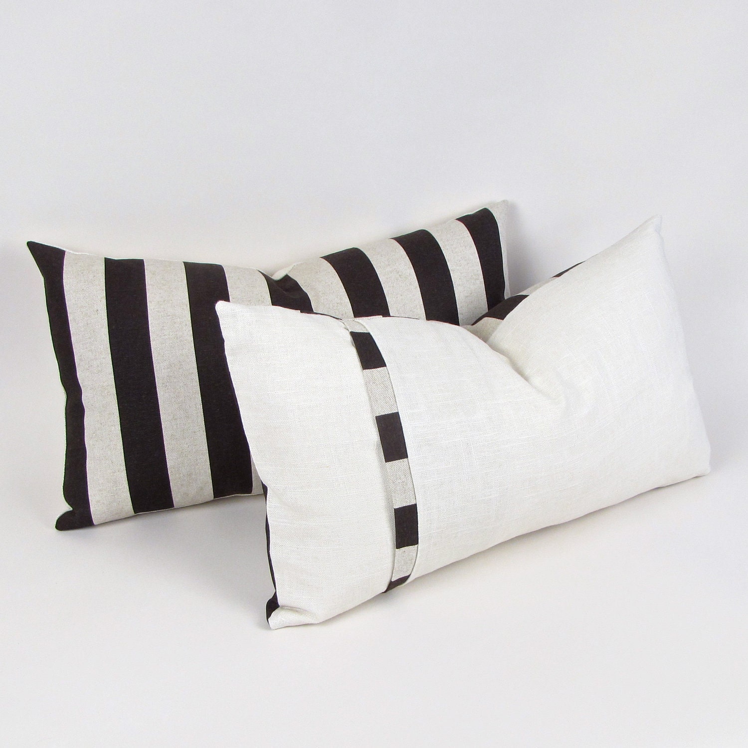 Canopy Stripe Chocolate Brown Pillow Cover 12" x 20"