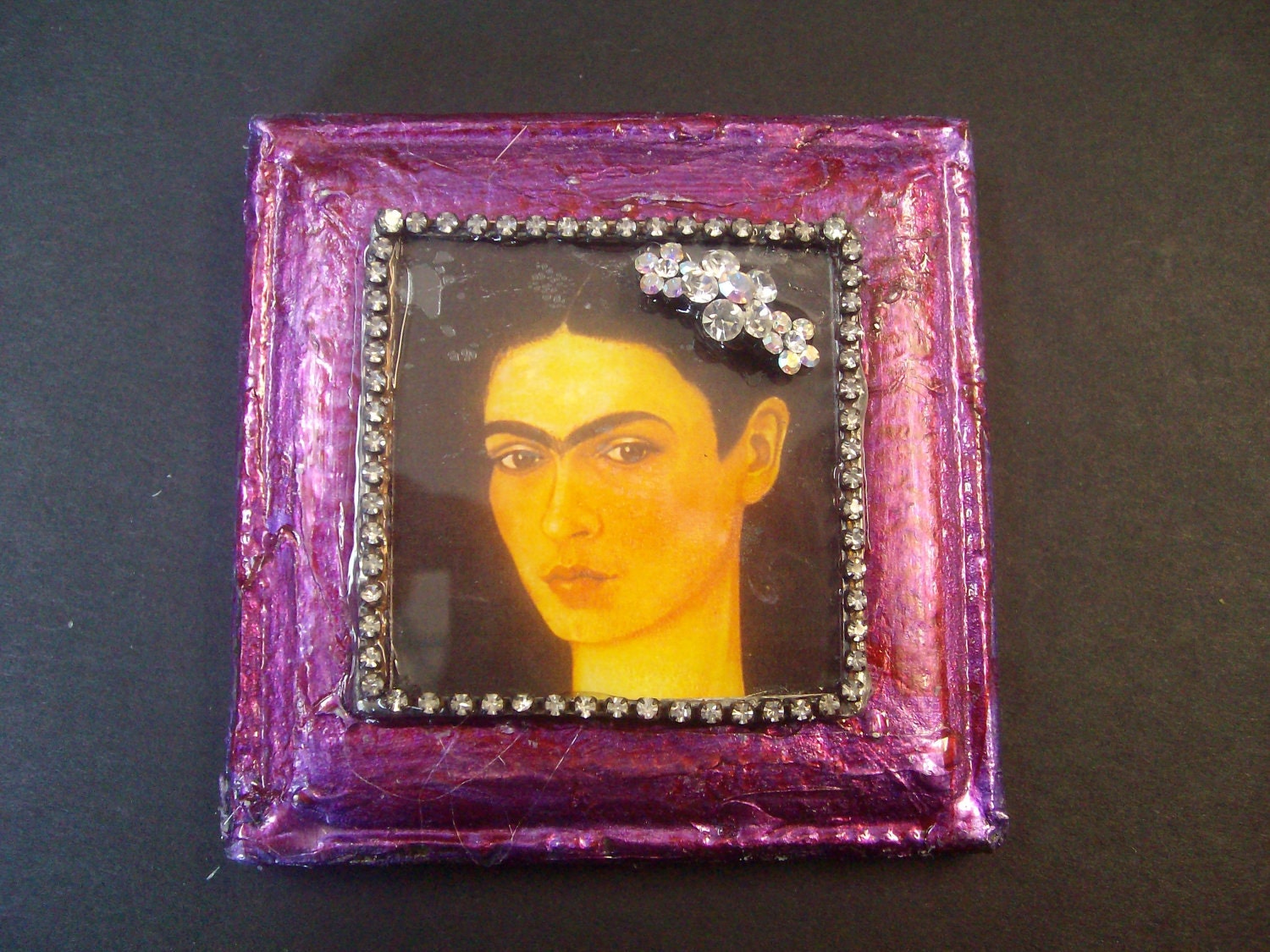 Frida Kahlo  a wall shrine with vintage jewelry mixed media soldered assemblage ooak