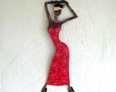 Exotic African Lady - Metal Wall Sculpture - Signed Original
