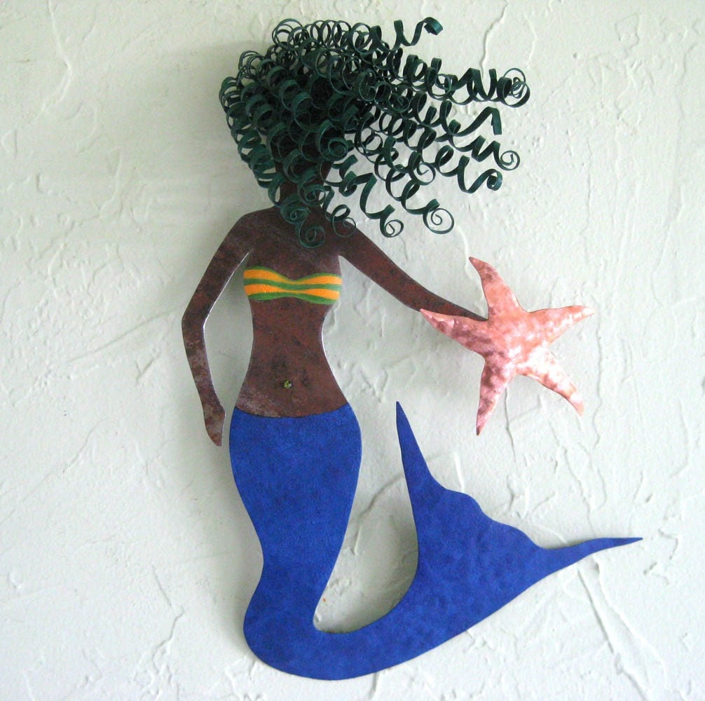 Wall art SALE Mystical Mermaid - Wall hanging marine art Repurposed Metal Sculpture