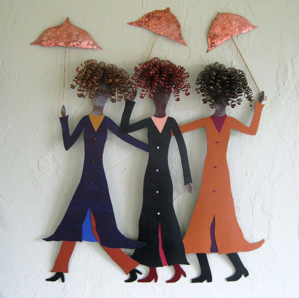 Metal wall art sculpture abstract walking in the rain extra large 27 x 23 by Frivolous Tendencies