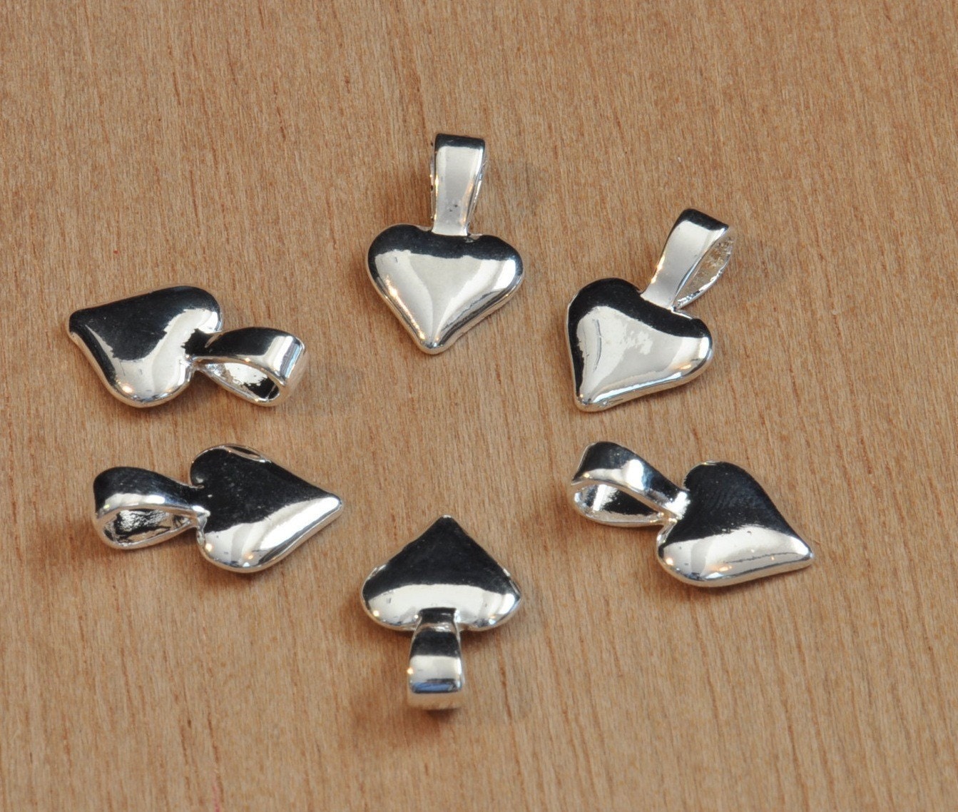 Silver Plated Heart Bails - 25 Small Silver Plated Heart Bails-looks beautiful on your scrabble tile pendants and glass tile pendants
