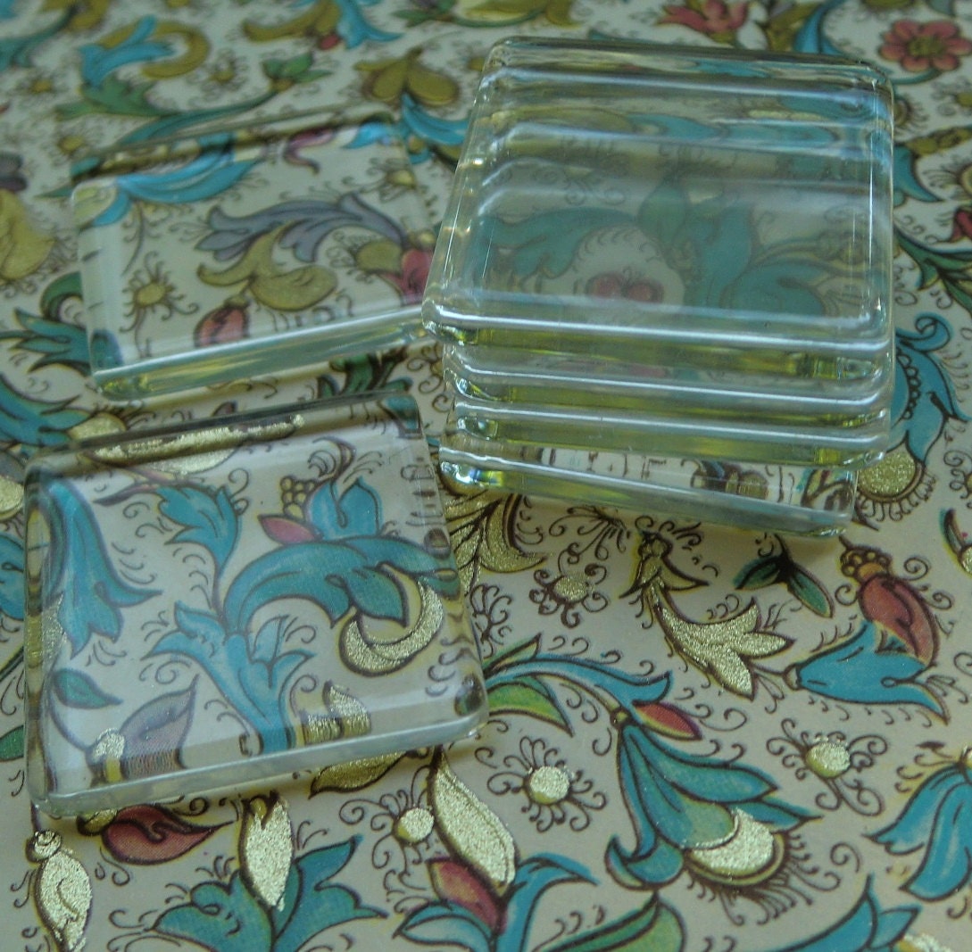 1 Inch (25 mm) Glass Square Tiles, Make Beautiful Pendants and Magnets.  100 Pieces. (09-03-480)
