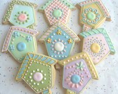 Bird House Decorated Cookie Favors - Bird House Decorated Cookies - 1 Dozen