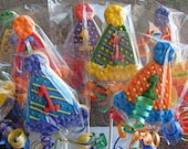 Birthday Hat Cookie Pops - Birthday Hat Cookies - 1st Birthday Cookies - Party Hat Cookie Favors - 1 dz.
