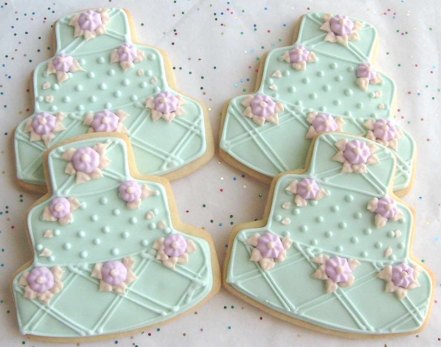 Oceanside - Wedding Cake Cookie Favors - Wedding Cake Decorated Cookies - 3.75 each Il_570xn