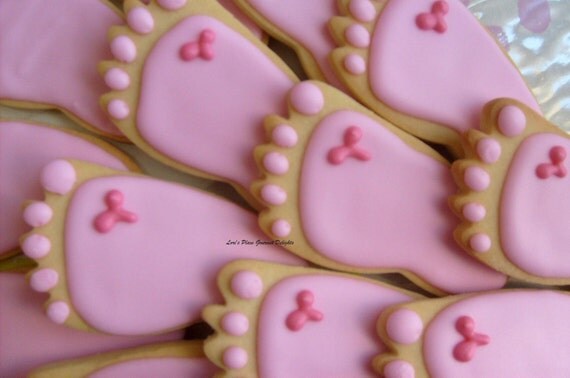 BABY FEET Cookie Favors - Baby Feet Cookies - Baby Shower Cookie Favors - Baby Feet Decorated Cookie Favors -1 Dozen