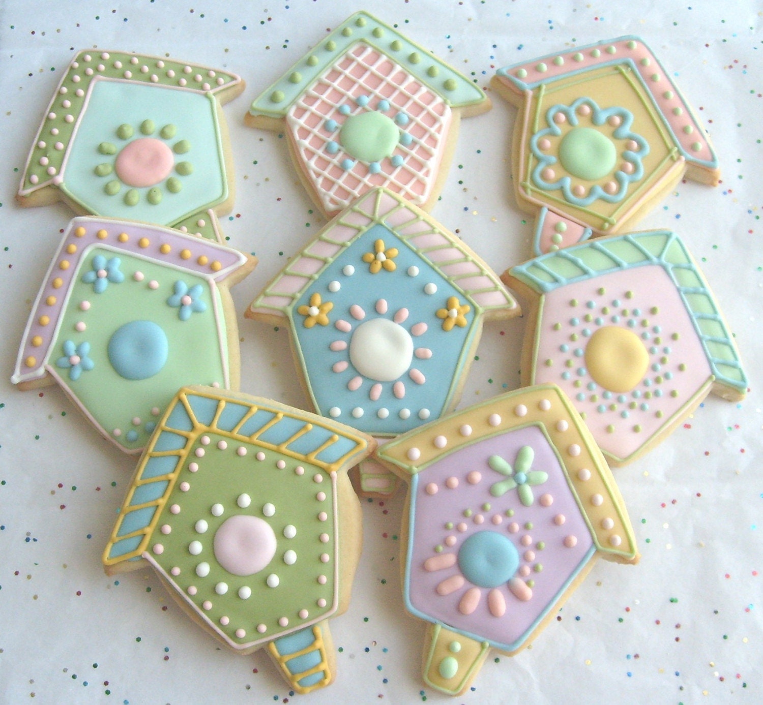 Bird House Decorated Cookie Favors - Bird House Decorated Cookies - 1 Dozen