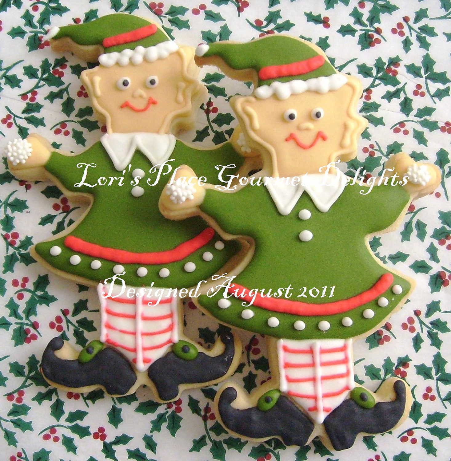 Christmas Elf Cookies - Christmas Cookies - Elf Cookies - 6 Cookies
