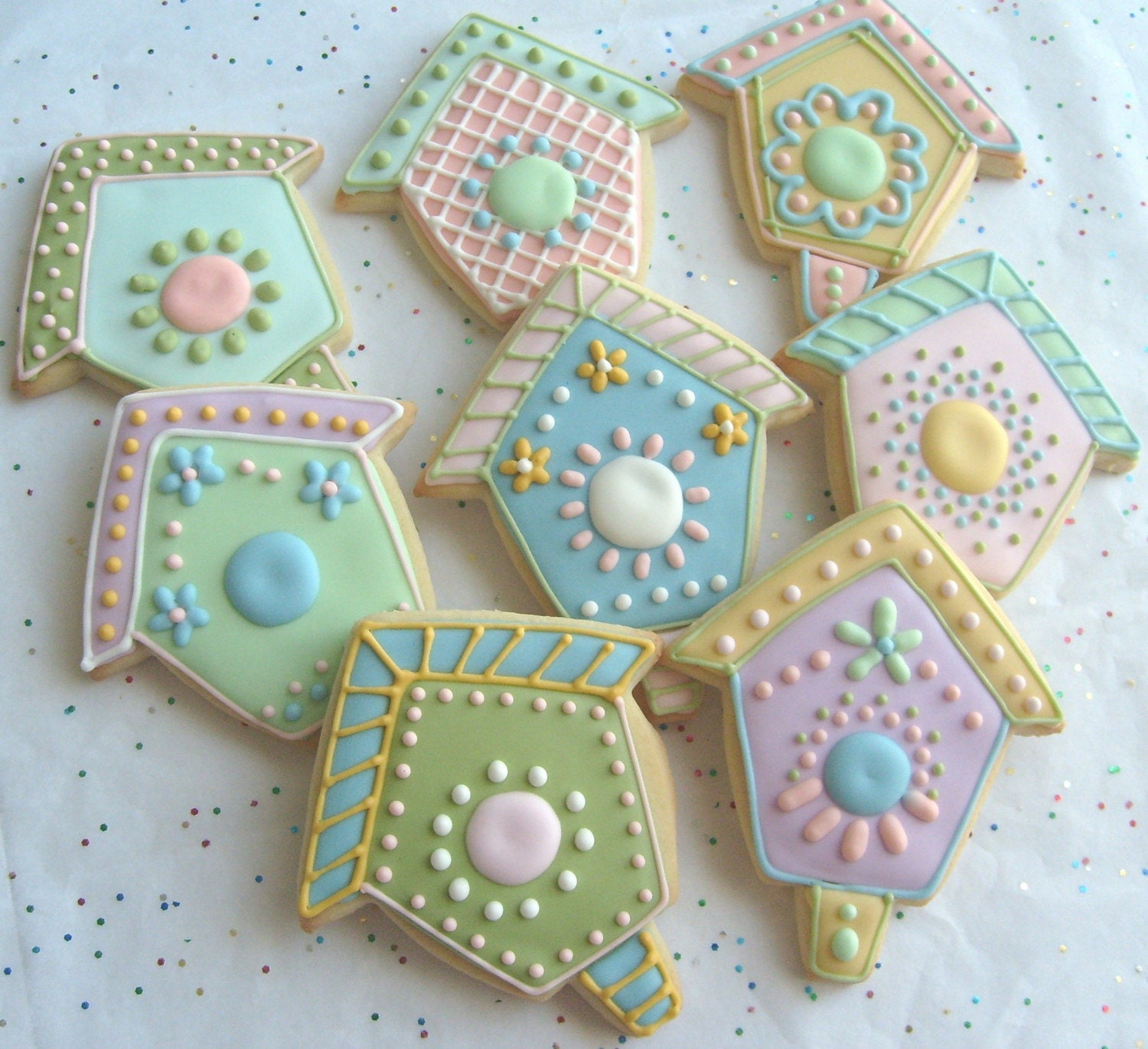 Bird House Decorated Cookie Favors - Bird House Decorated Cookies - 1 Dozen