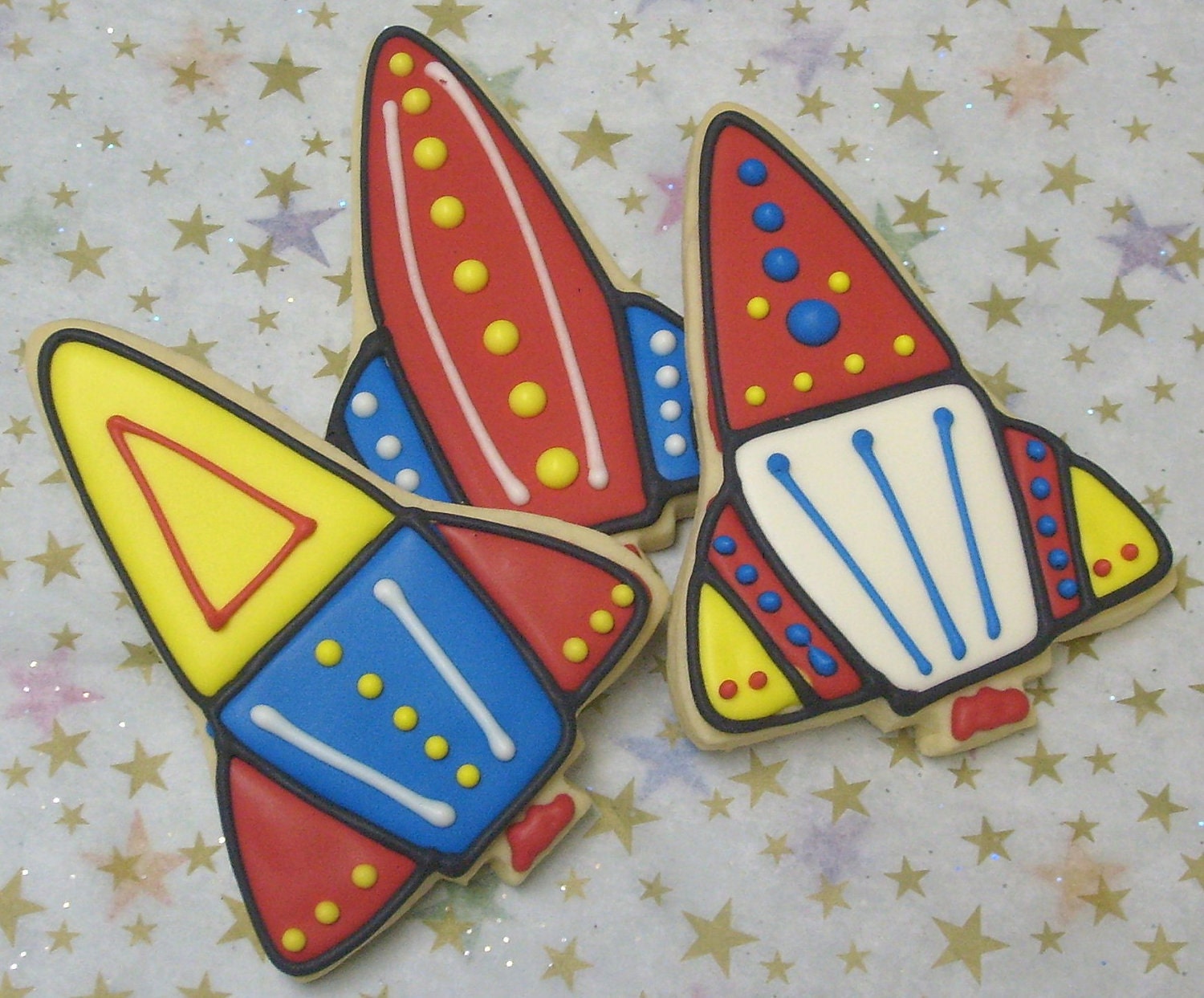 Rocket Ship Decorated Cookie Favors - Rocket Ship Cookies - 1 Dozen