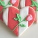 Heart with Rose  Cookie Favors - Heart Wedding Decorated Cookie Favors - Heart Cookies - 1 Dozen