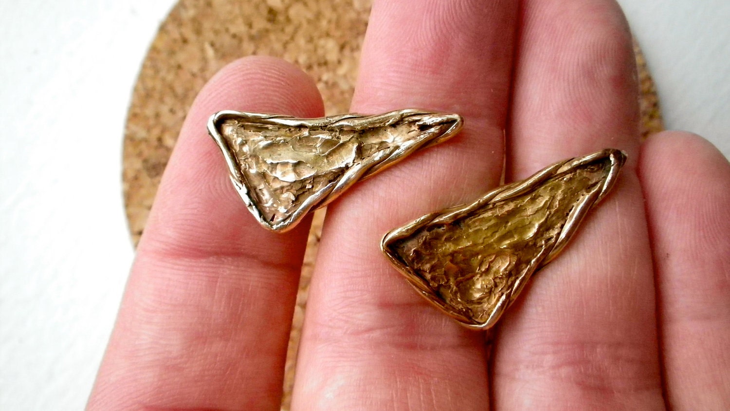 Abstract Raw Form 14k Solid Gold Cufflinks - Handmade