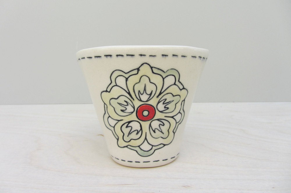 Stackable Stitched Ceramic Whiskey Cup