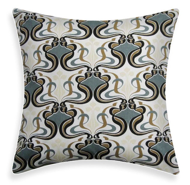 Blue / Grey / Brown Pillow Cover - Glam Gypsy INDOOR and OUTDOOR Usage