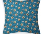 Toss Pillow Blue Designer Pillow Cover - Japanese Echino Cockatiel Blue