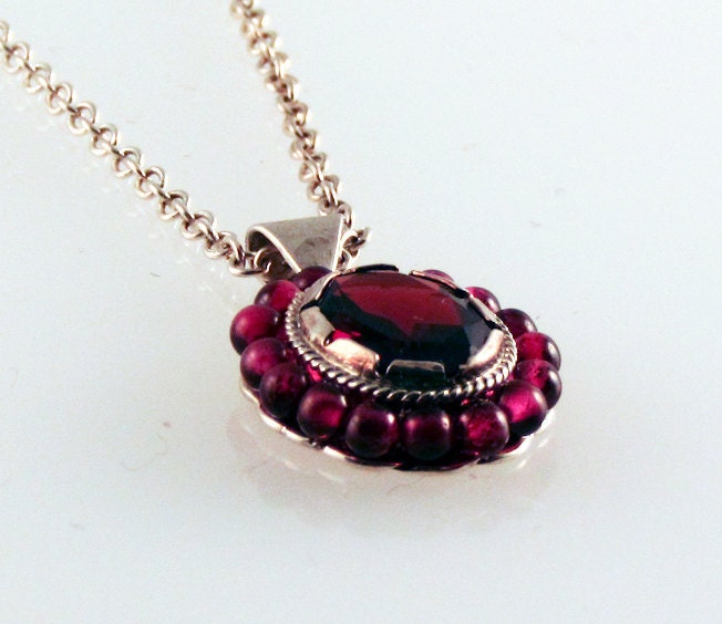 Deep Red Garnet Gemstone & Bead Necklace