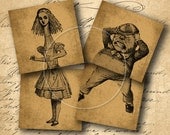 INSTANT DOWNLOAD Vintage Alice in Wonderland Images for Coasters 4 X 4 inch (2 Sheets) - DigitalPerfection digital collage sheet 916