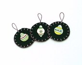 Hand Sewn Christmas  Ornaments with Ceramic Buttons - Set of 3