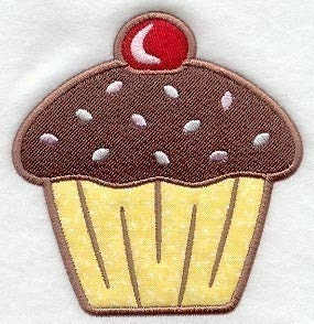 Cupcake with Cherry On Top Appliqued Embroidered Patch , sew or iron on your choice
