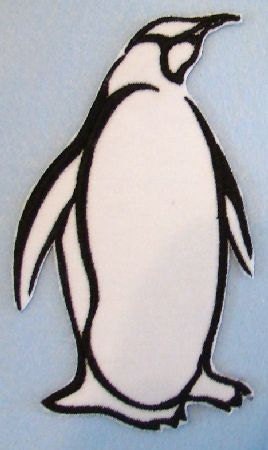 Outline Penguin  (Applique)  embroidered patch , sew or iron on your choice