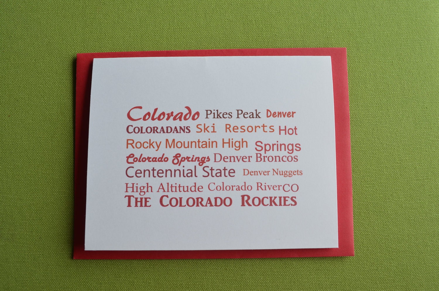 Colorado Words, Single Card, Hello Cupcake