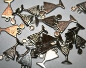 Martini Glass Charms, Martinis, Cocktails, Girls Night, Wine Charms, Silver Pewter, 10 Charms