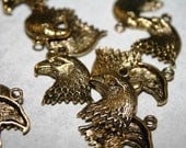 Eagle Charms, Bald Eagle, American, Gold Tone, 10 Pieces