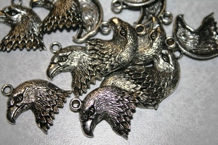 Eagle Charms, Bald Eagle, American Pride, Silver Pewter, 10 Pieces