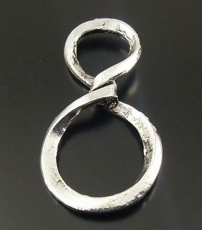 Infinity Charms, Figure 8 Charms, Silver Pewter, 10 Pieces