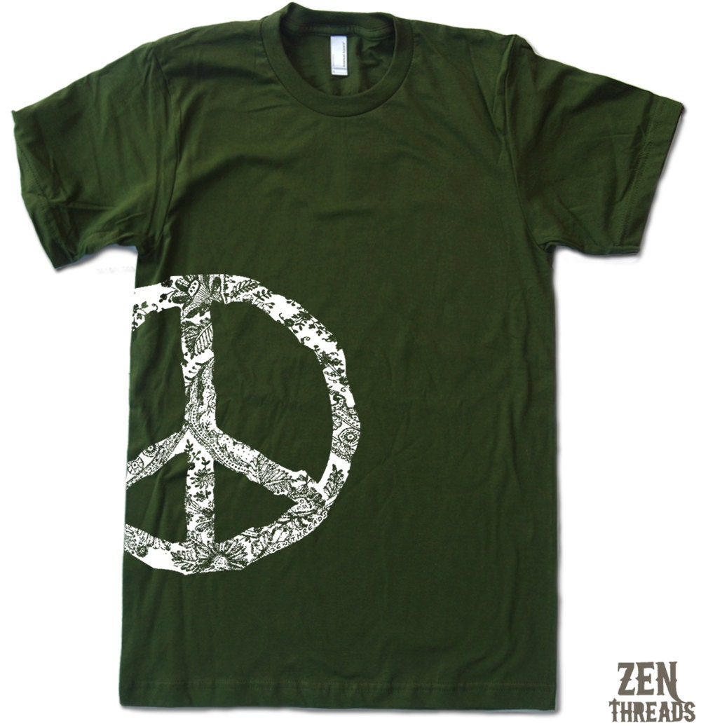 Mens PEACE SIGN T Shirt american apparel S M L XL (17 Colors Available)