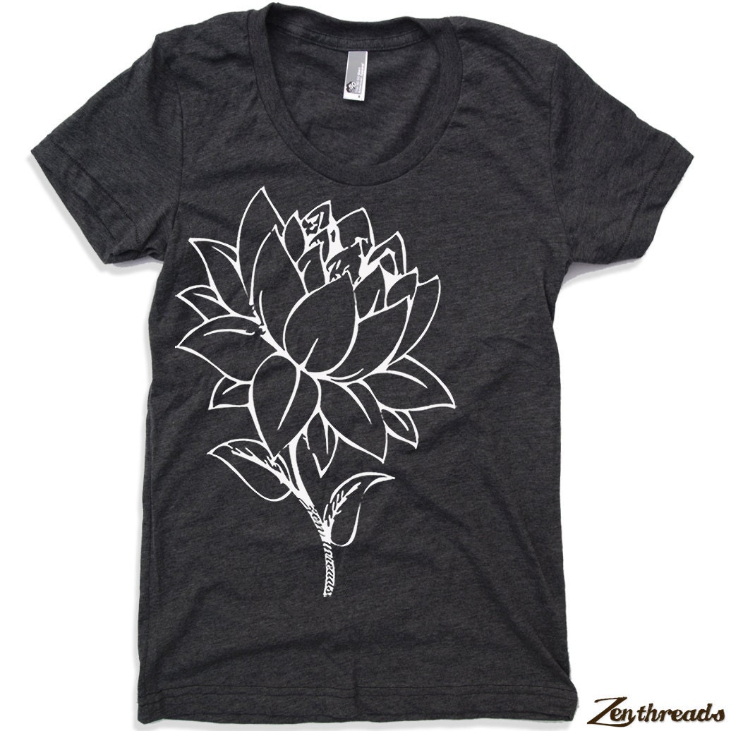 Womens LOTUS FLOWER t-shirt american apparel  S M L XL (17 Colors Available)