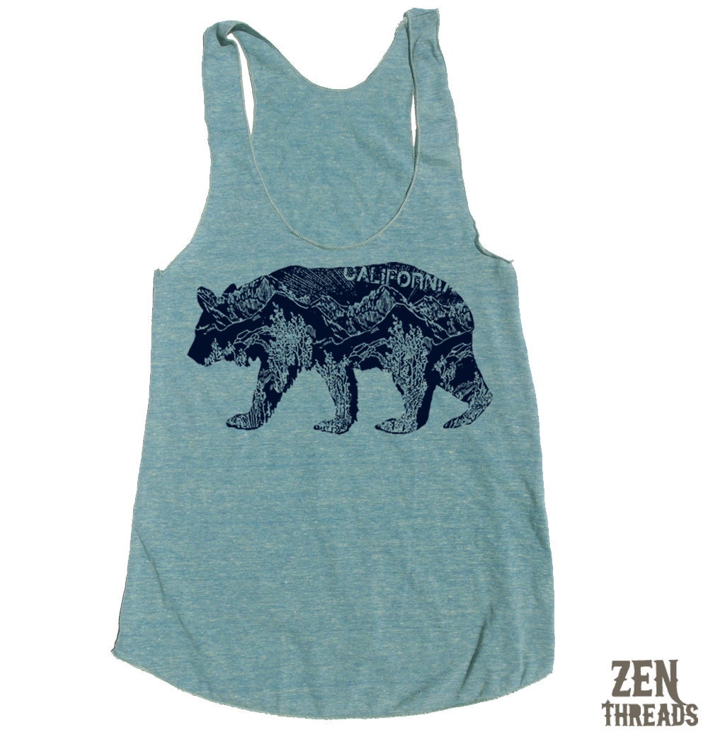 Womens California BEAR american apparel Tri-Blend Racerback Tank Top S M L (9 Color Options)